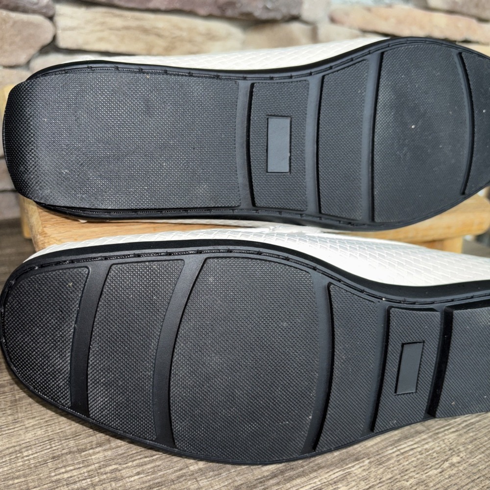 Faranzi White Sheldon Silver Buckle Slip on 10 Driver's Men Loafer/Shoe F420297K - Picture 15 of 16